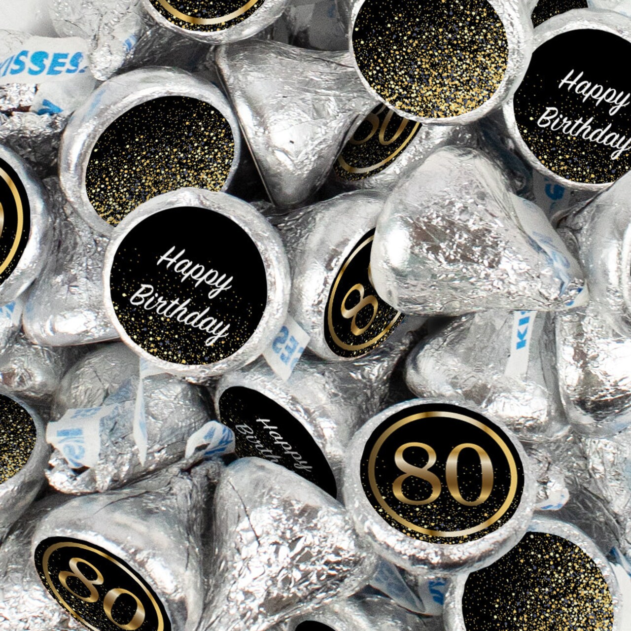 85 Pcs 80th Birthday Candy Chocolate Party Favor Hershey's Kisses Bulk (13.6oz)